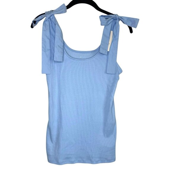 A New Day Ribbed Tank Top Tie Strap Sleeveless Casual Top Blue Size Medium - Picture 2 of 4